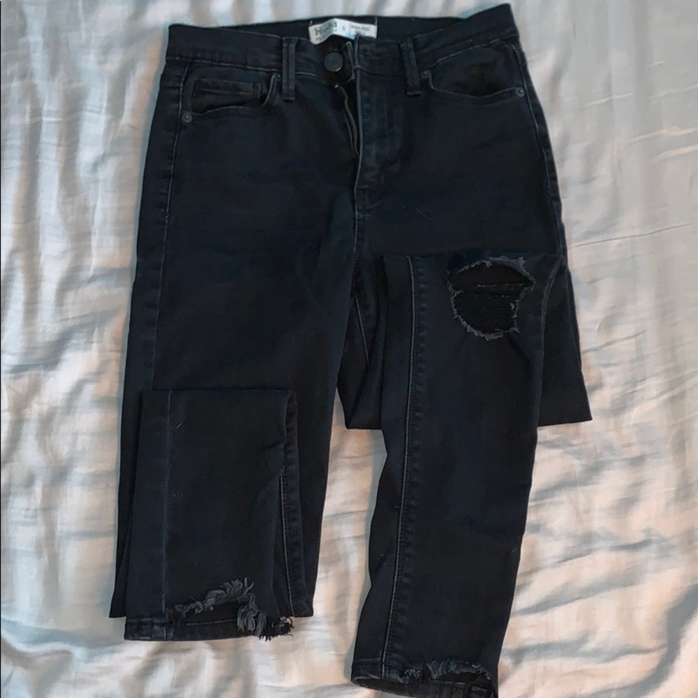 black ripped jeans